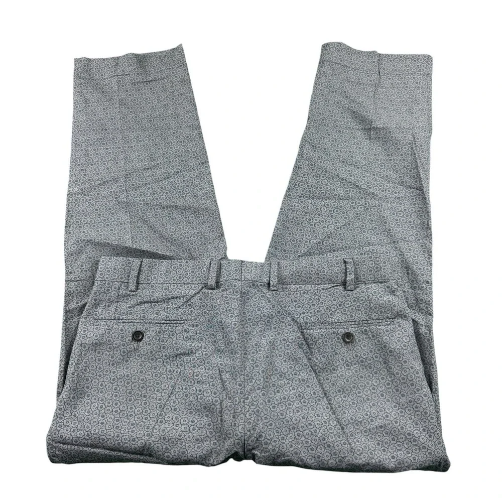 Hiltl Gray Blue Floral Angelico Wool Flat Front Dress Pants Trouser Mens 34x28